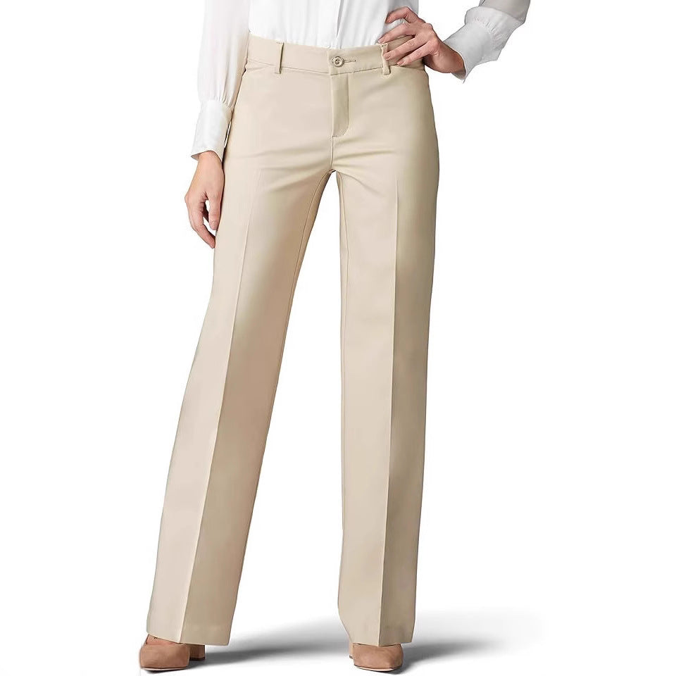 High Waist Loose Elastic Straight Casual Women's Pants