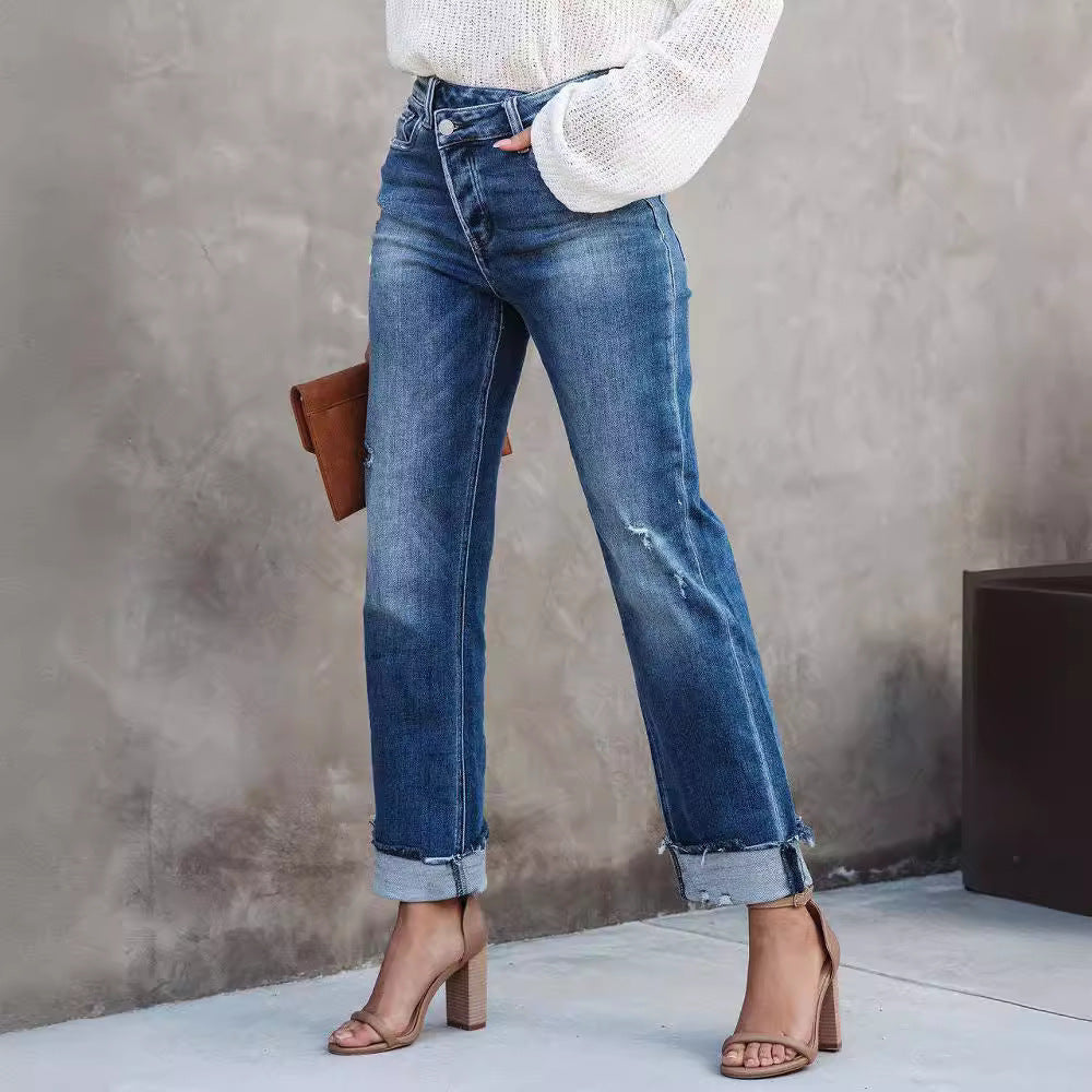 Washed Women's Straight Leg Denim