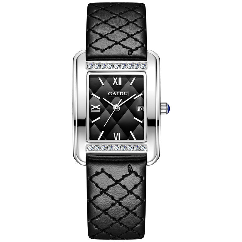 Retro Luxury Diamond Square Quartz Watch