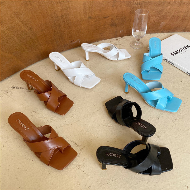 Square head sandals for women