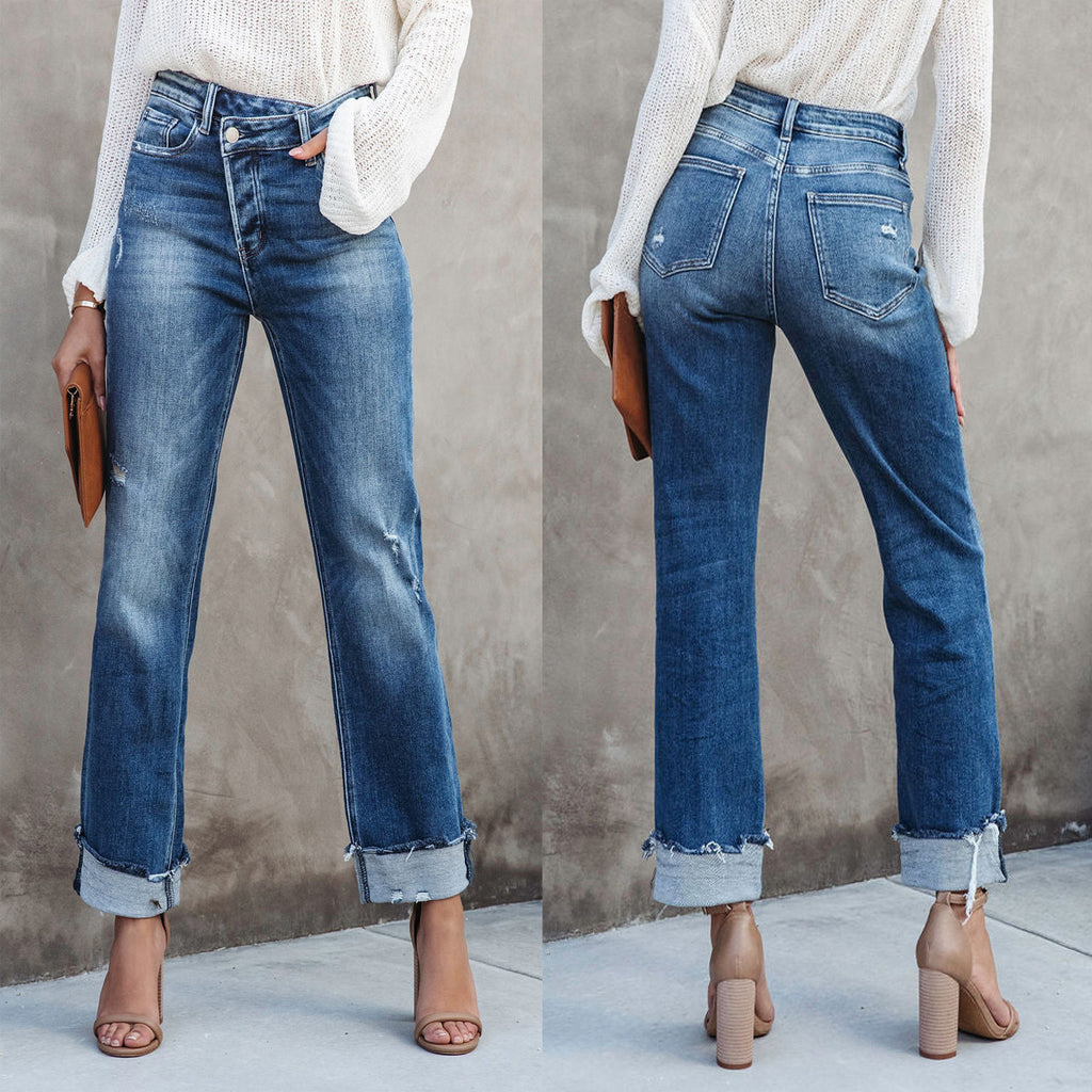 Washed Women's Straight Leg Denim