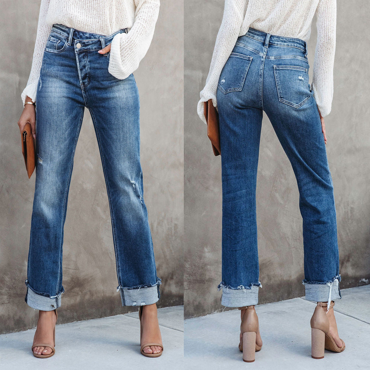 Washed Women's Straight Leg Denim