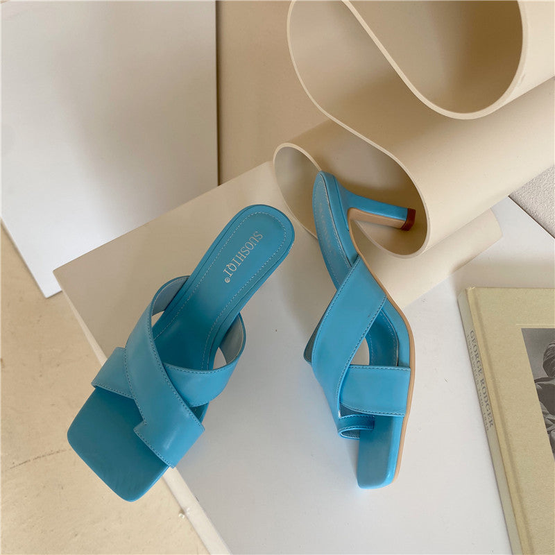 Square head sandals for women
