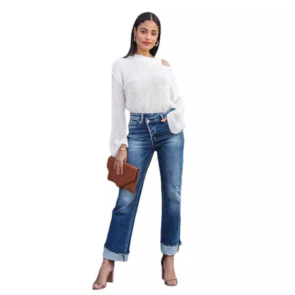 Washed Women's Straight Leg Denim
