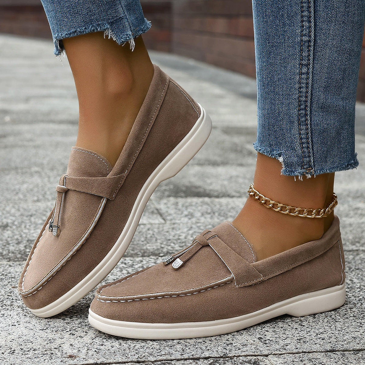 Old Money Suede Loafers Women Version