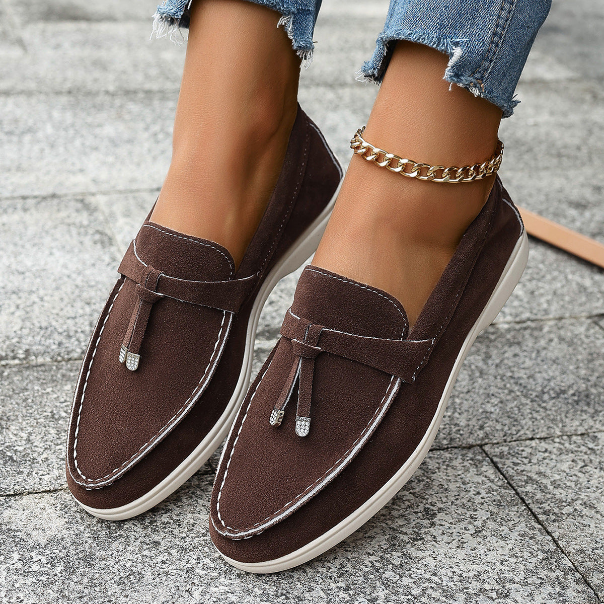 Old Money Suede Loafers Women Version