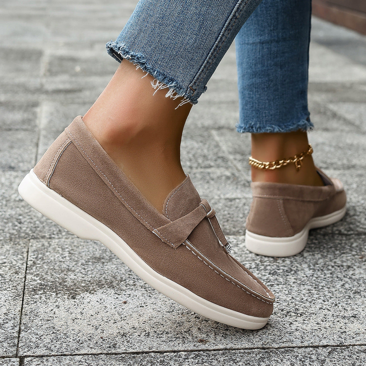 Old Money Suede Loafers Women Version