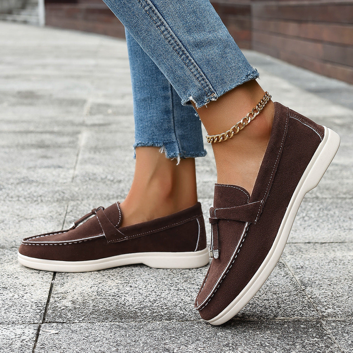 Old Money Suede Loafers Women Version