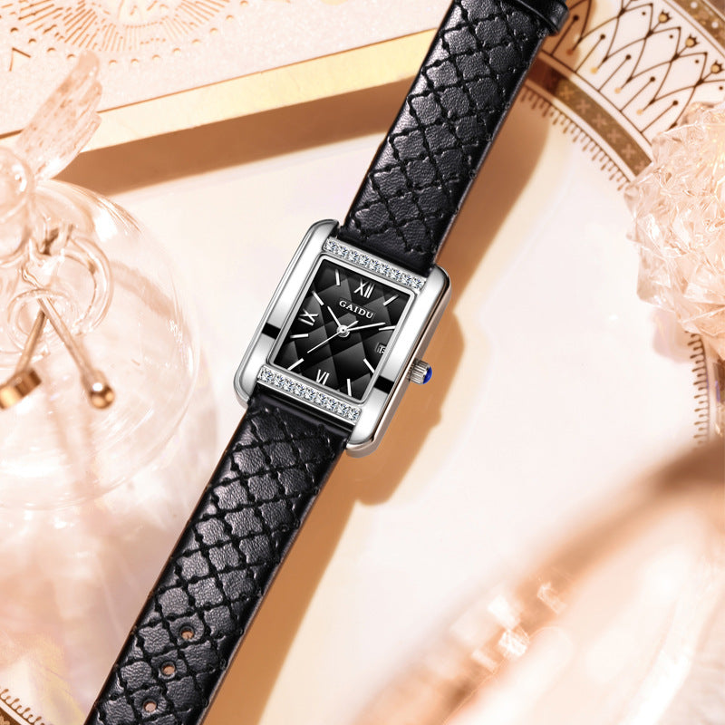Retro Luxury Diamond Square Quartz Watch