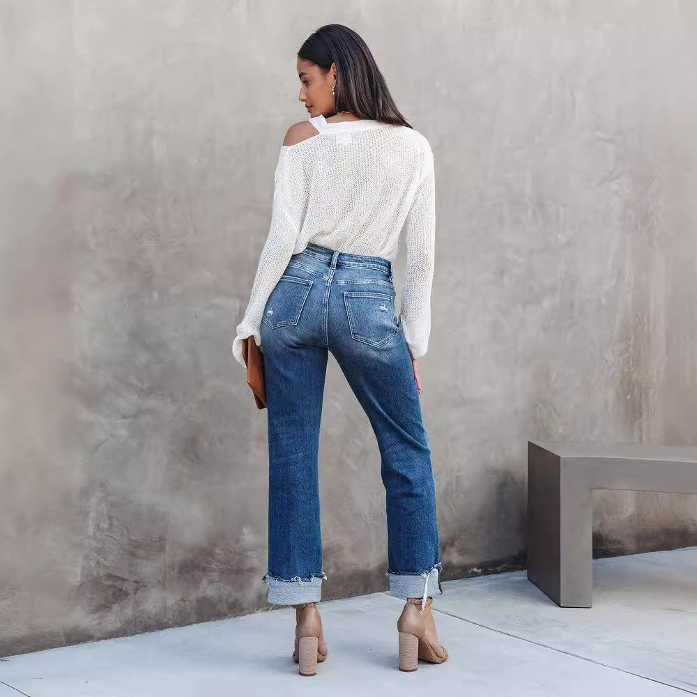 Washed Women's Straight Leg Denim