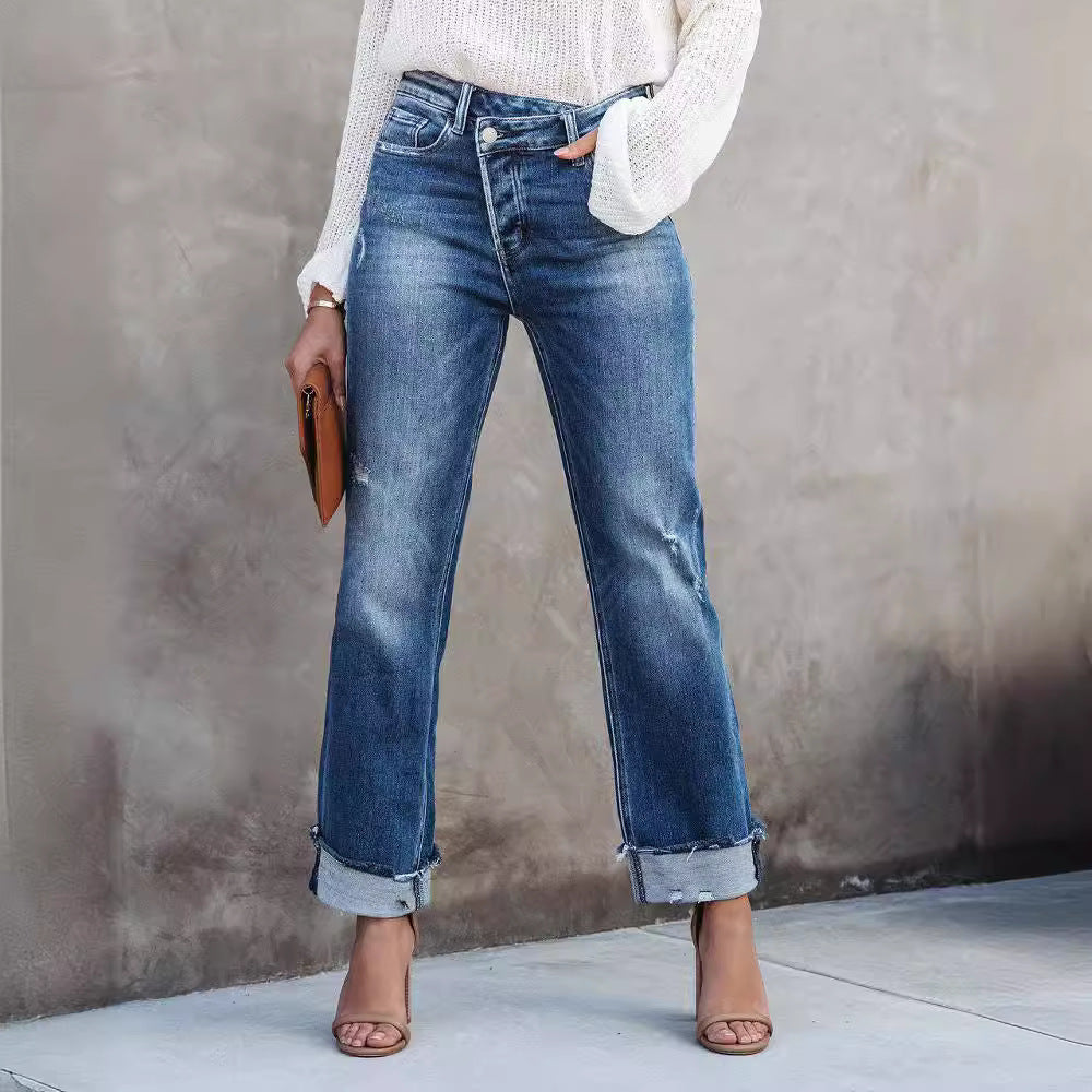 Washed Women's Straight Leg Denim